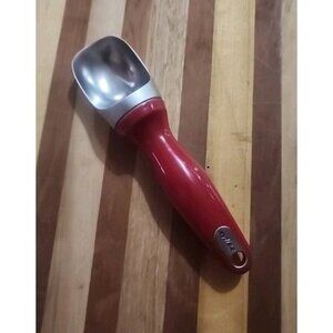 Zyliss Ice Cream Scoop Weighted Ergonomic RED Handle Metal Stainless Scooper